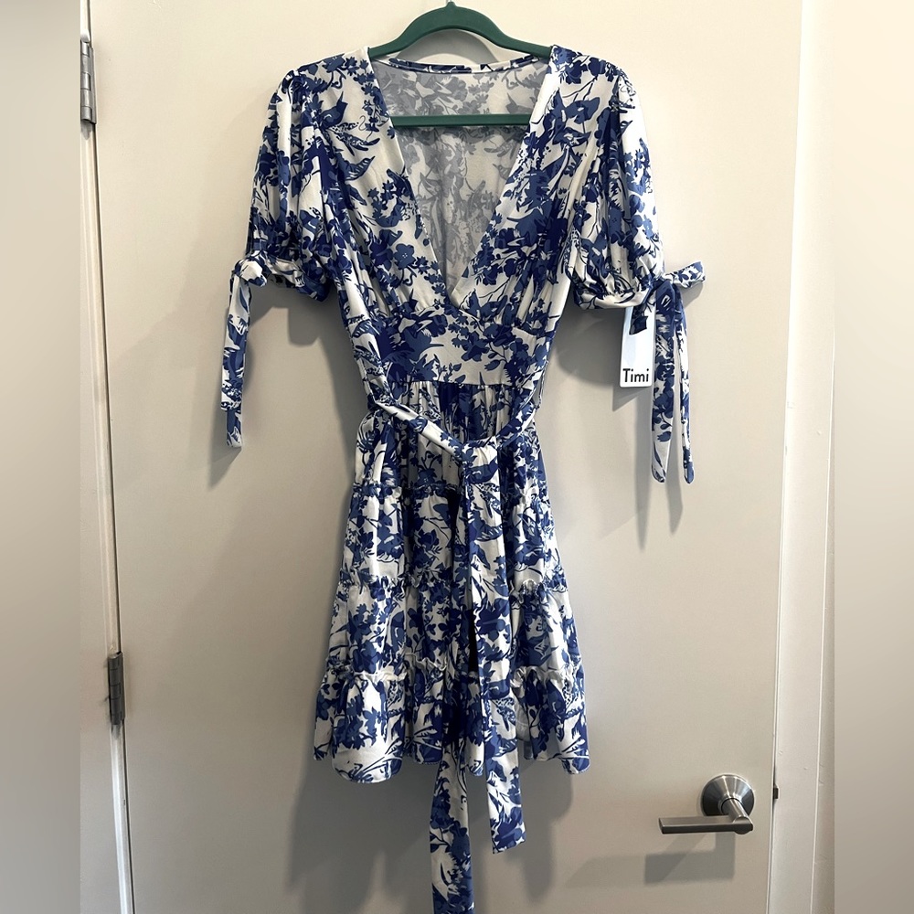 Blue and white dress